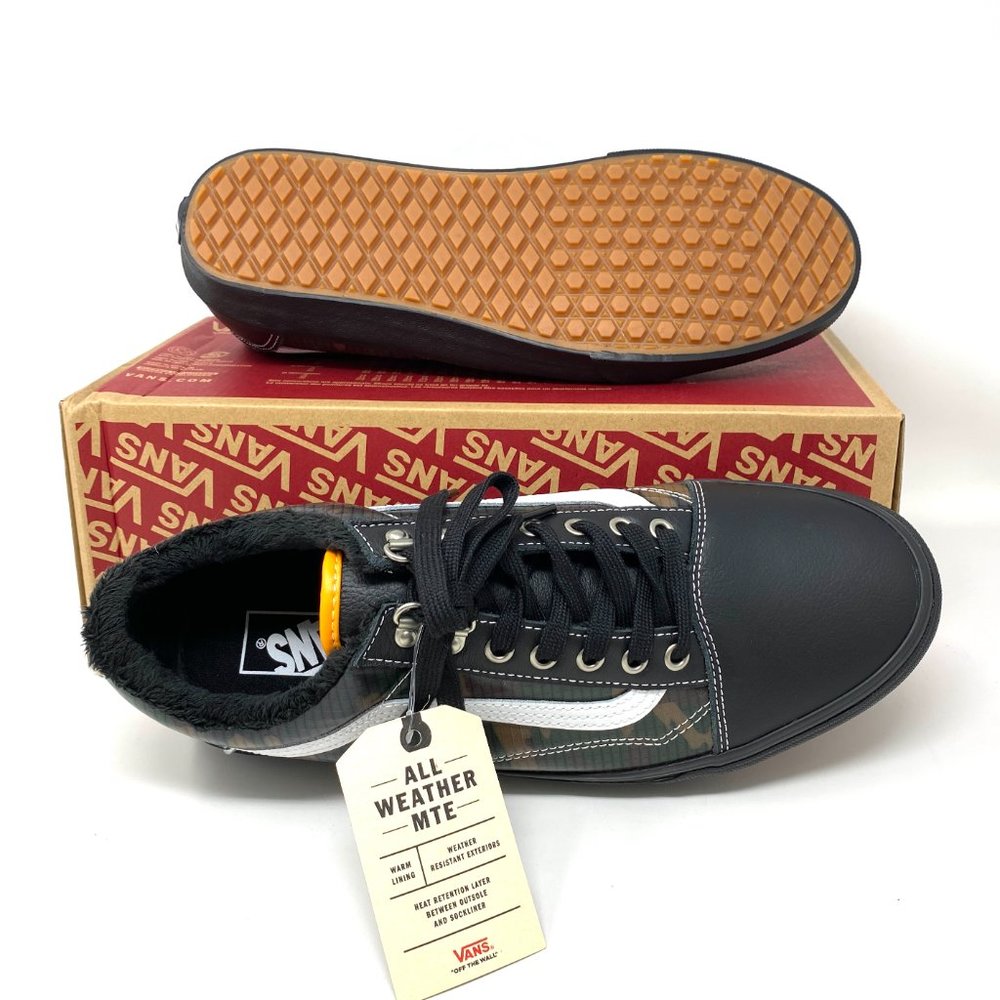 VANS Old Skool MTE Men's Leather Black Green Camo Khaki Size 11.5 VN0A348F2TI - Picture 5 of 10